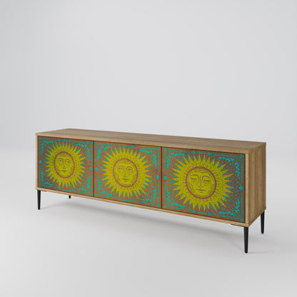 SUNSHINE EULOGY 3-Door TV Stand in Oak Effect