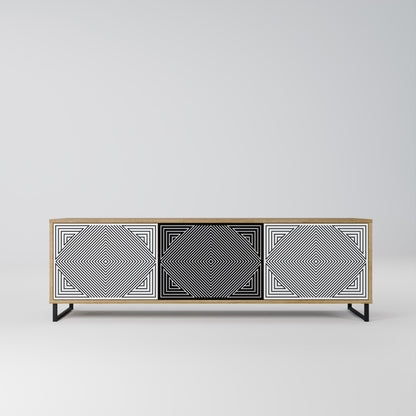 POLYGON ILLUSION 3-Door TV Stand in Oak Effect