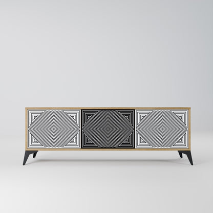 POLYGON ILLUSION 3-Door TV Stand in Oak Effect