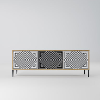 POLYGON ILLUSION 3-Door TV Stand in Oak Effect