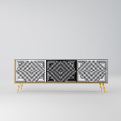 POLYGON ILLUSION 3-Door TV Stand in Oak Effect