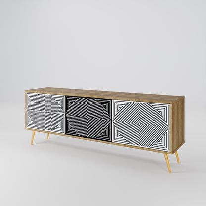 POLYGON ILLUSION 3-Door TV Stand in Oak Effect