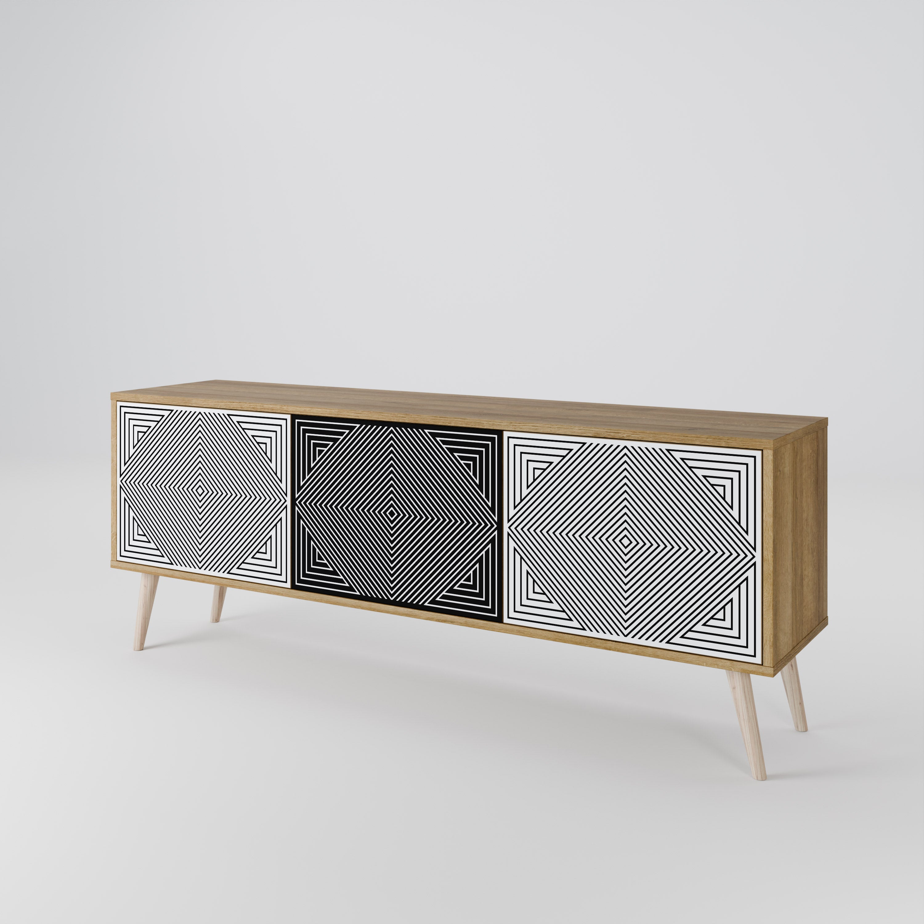 POLYGON ILLUSION 3-Door TV Cabinet