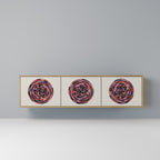 BROWN CIRCLES 3-Door TV Stand in Oak Effect