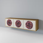 BROWN CIRCLES 3-Door TV Stand in Oak Effect