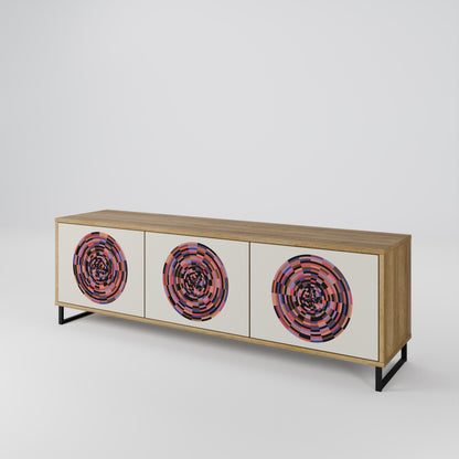 BROWN CIRCLES 3-dörrars TV-bänk i ekeffekt