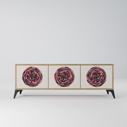 BROWN CIRCLES 3-dörrars TV-bänk i ekeffekt