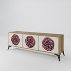 BROWN CIRCLES 3-Door TV Stand in Oak Effect