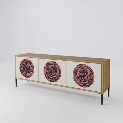 BROWN CIRCLES 3-dörrars TV-bänk i ekeffekt