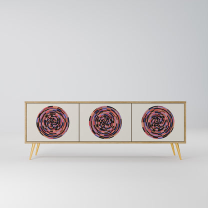 BROWN CIRCLES 3-dörrars TV-bänk i ekeffekt