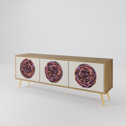 BROWN CIRCLES 3-dörrars TV-bänk i ekeffekt