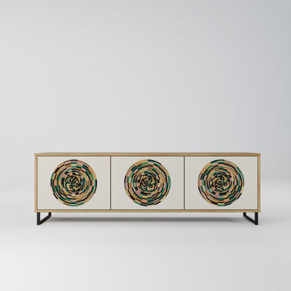 GREEN CIRCLES 3-Door TV Stand in Oak Effect