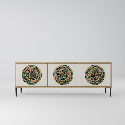 GREEN CIRCLES 3-Door TV Stand in Oak Effect