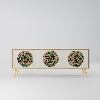 GREEN CIRCLES 3-Door TV Stand in Oak Effect