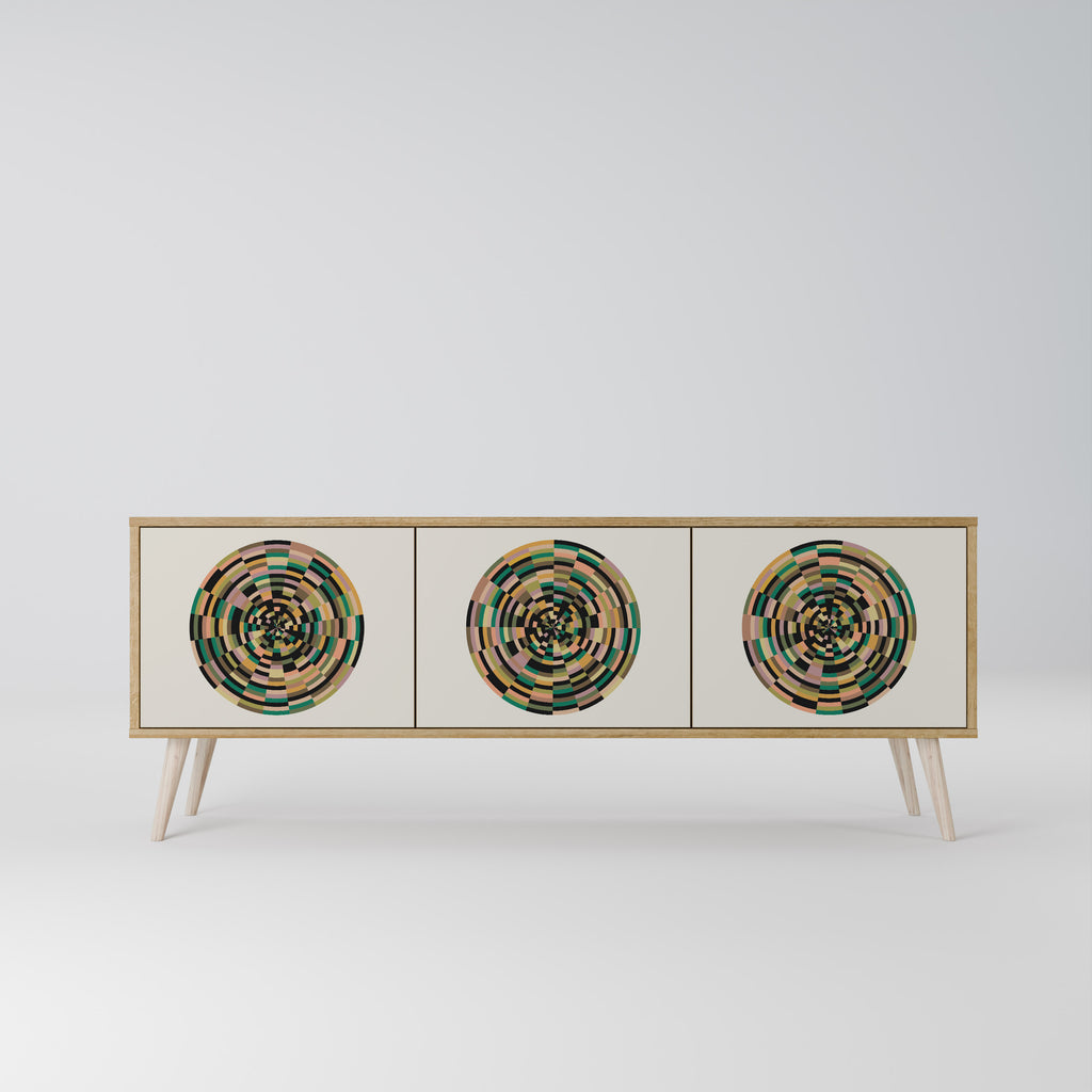 GREEN CIRCLES 3-dörrars TV-bänk i ekeffekt