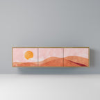 LUMINOUS SUNLIGHT 3-Door TV Stand in Oak Effect