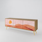 LUMINOUS SUNLIGHT 3-Door TV Stand in Oak Effect