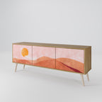 LUMINOUS SUNLIGHT 3-Door TV Stand in Oak Effect