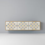 PATTERNED PRISM 3-Door TV Stand in Oak Effect