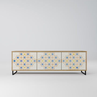PATTERNED PRISM 3-Door TV Stand in Oak Effect