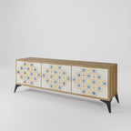 PATTERNED PRISM 3-Door TV Stand in Oak Effect