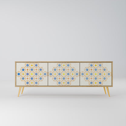 PATTERNED PRISM 3-Door TV Stand in Oak Effect