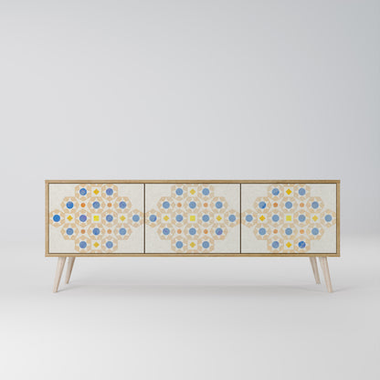 PATTERNED PRISM 3-Door TV Stand in Oak Effect