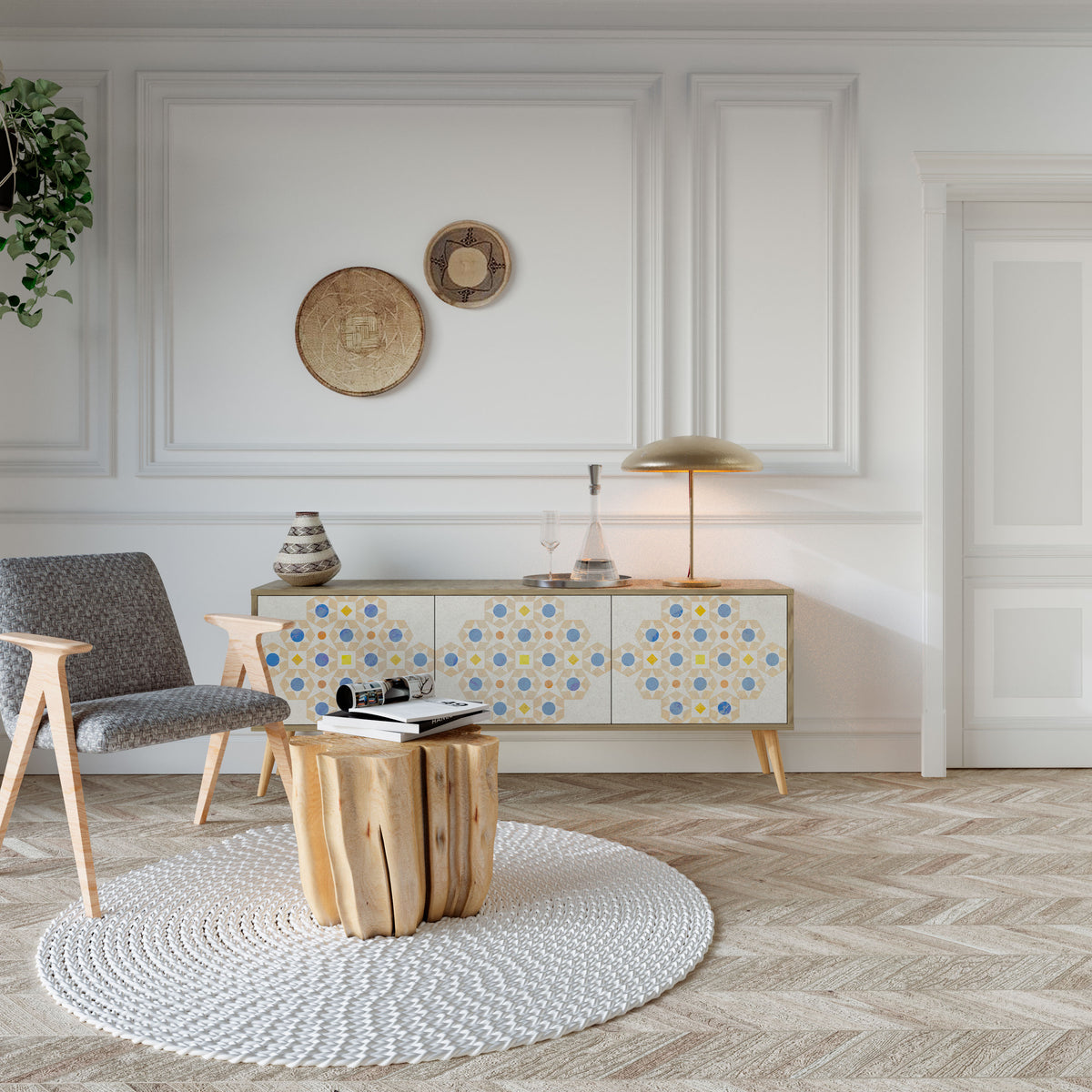 PATTERNED PRISM TV-bänk med 3 dörrar