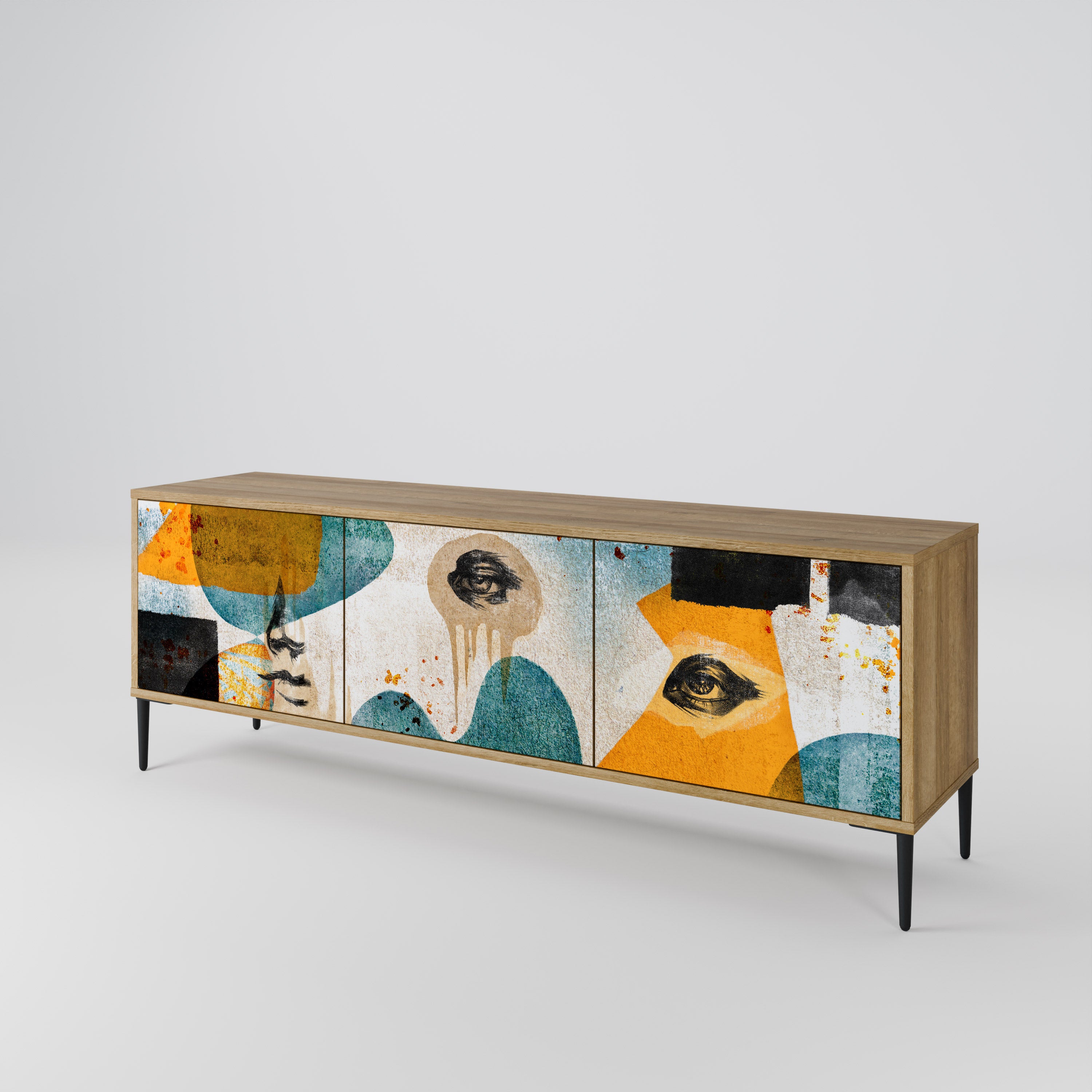 ABSTRACT FACES TV-bänk med 3 dörrar