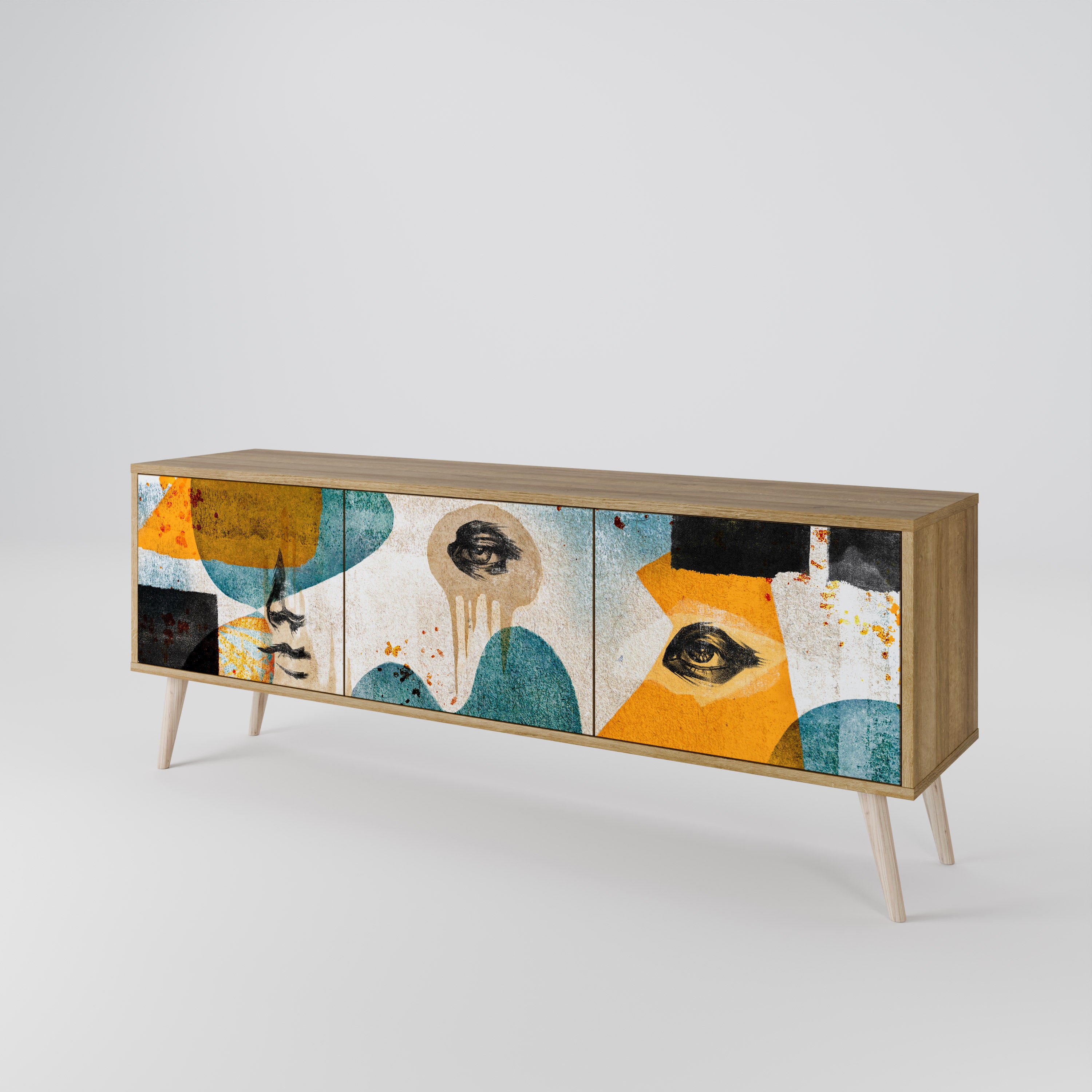 ABSTRACT FACES TV-bänk med 3 dörrar