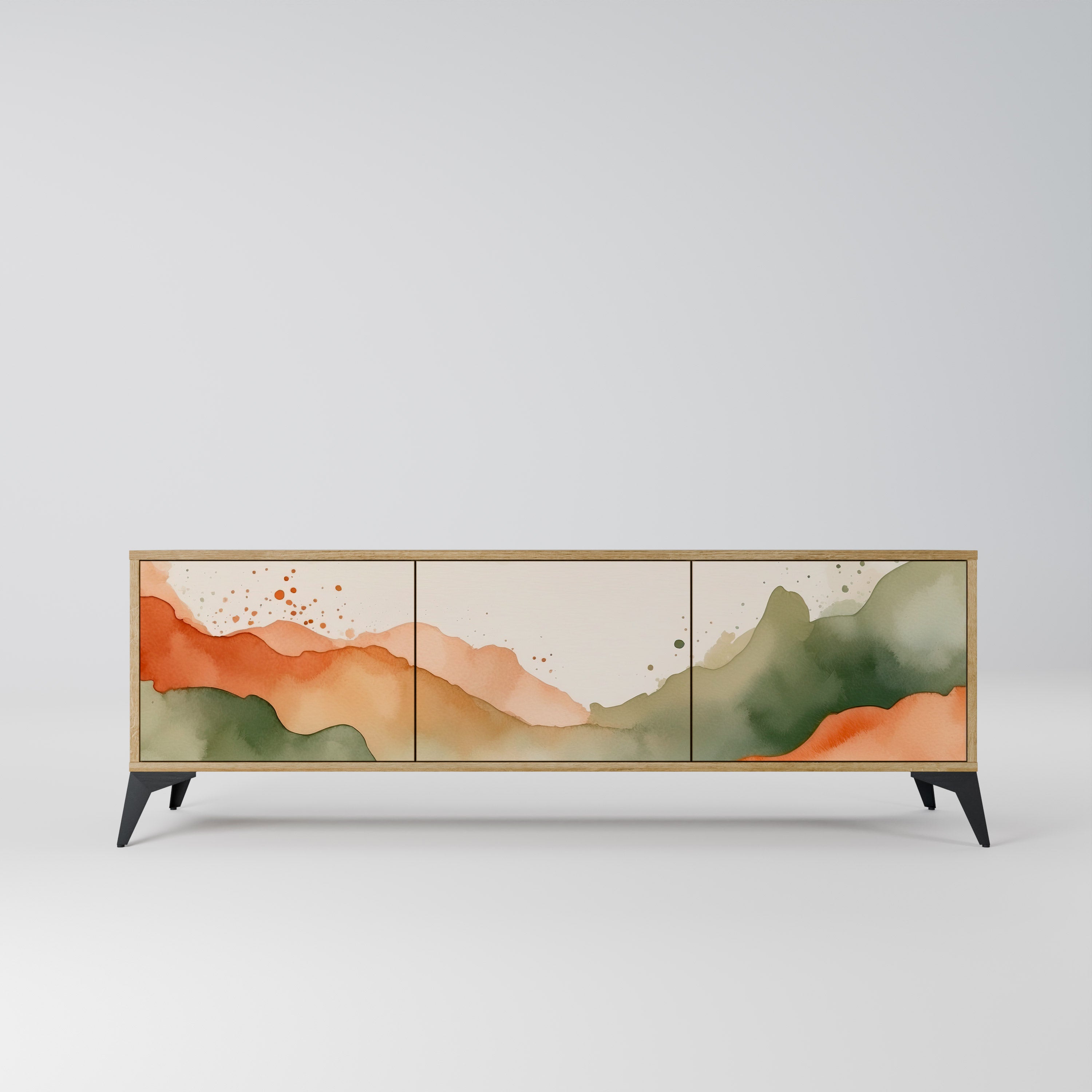 WATERCOLOR PEAKS 3-dörrars TV-bänk i ekeffekt