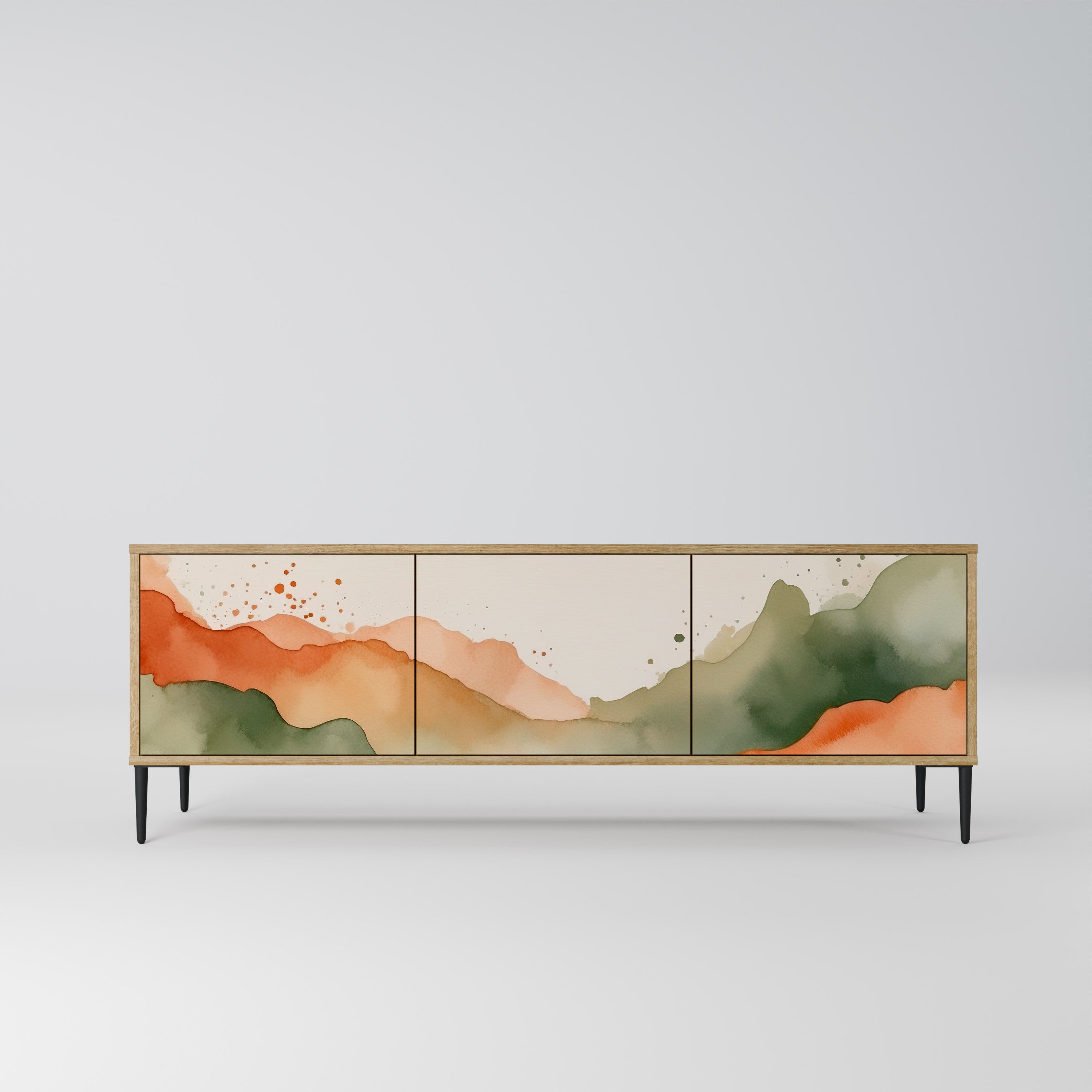 WATERCOLOR PEAKS 3-dörrars TV-bänk i ekeffekt