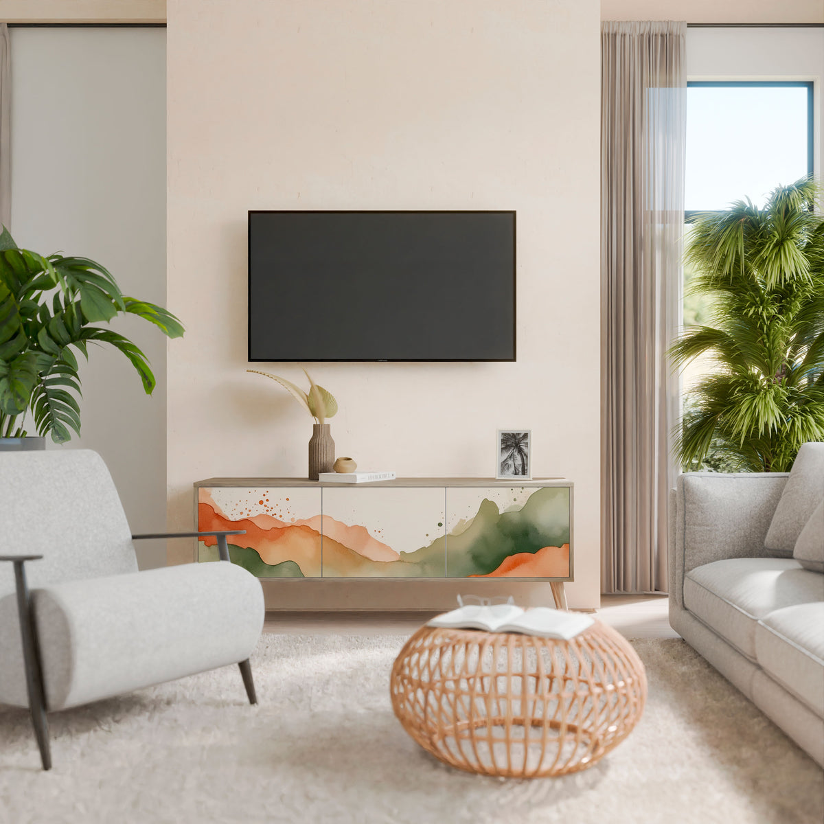 WATERCOLOUR PEAKS 3-Door TV Cabinet