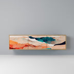 ABSTRACT LANDSCAPE 3-Door TV Stand in Oak Effect