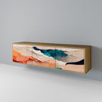 ABSTRACT LANDSCAPE 3-Door TV Stand in Oak Effect