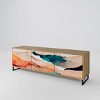 ABSTRACT LANDSCAPE 3-Door TV Stand in Oak Effect
