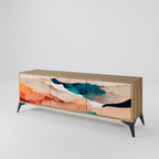 ABSTRACT LANDSCAPE 3-Door TV Stand in Oak Effect