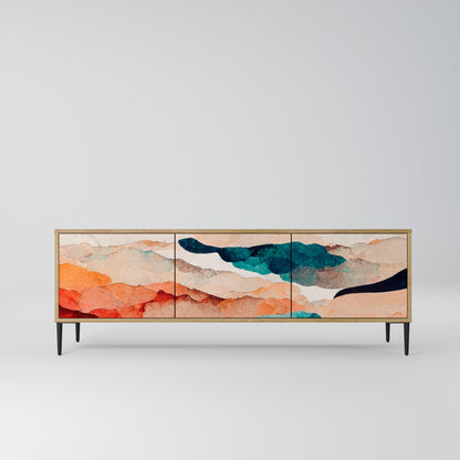 ABSTRACT LANDSCAPE 3-Door TV Stand in Oak Effect