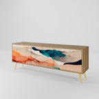 ABSTRACT LANDSCAPE 3-Door TV Stand in Oak Effect