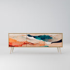 ABSTRACT LANDSCAPE 3-Door TV Stand in Oak Effect