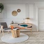 ABSTRACT LANDSCAPE 3-Door TV Stand in Oak Effect