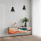 ABSTRACT LANDSCAPE 3-Door TV Stand in Oak Effect