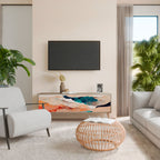 ABSTRACT LANDSCAPE 3-Door TV Stand in Oak Effect