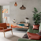 ABSTRACT LANDSCAPE 3-Door TV Stand in Oak Effect