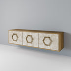 HEXAGONAL SHAPES 3-Door TV Stand in Oak Effect