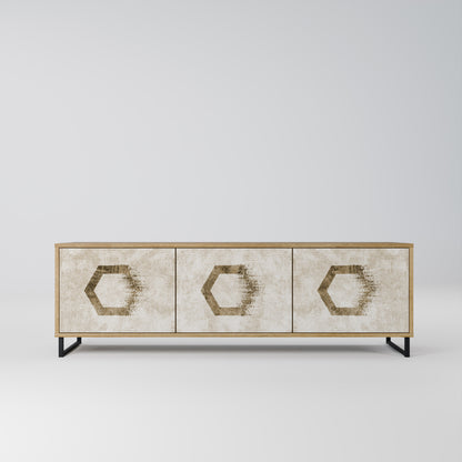 HEXAGONAL SHAPES 3-dörrars TV-bänk i ekeffekt