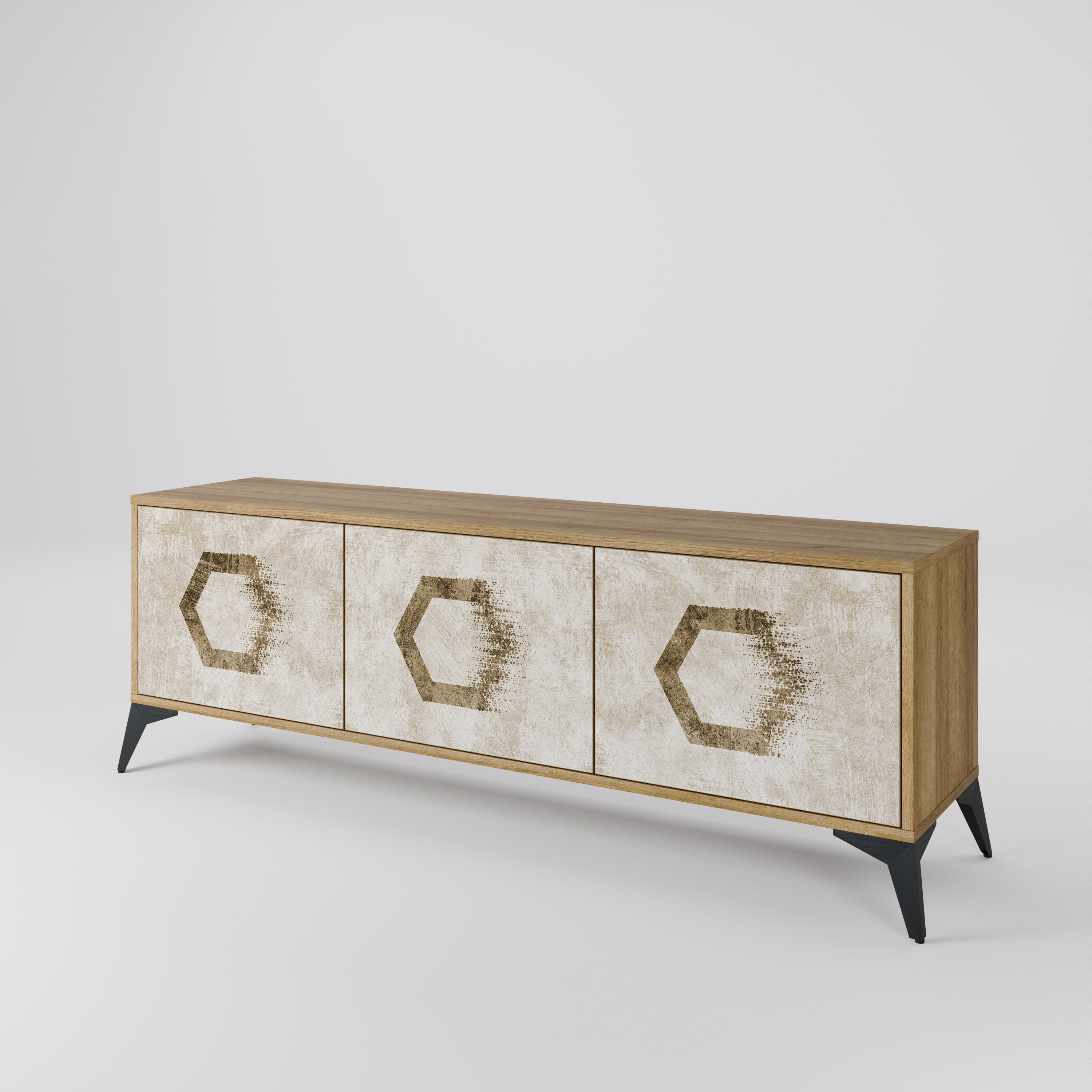 HEXAGONAL SHAPES TV-bänk med 3 dörrar