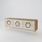 HEXAGONAL SHAPES 3-Door TV Stand in Oak Effect