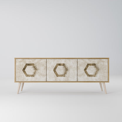 HEXAGONAL SHAPES 3-dörrars TV-bänk i ekeffekt