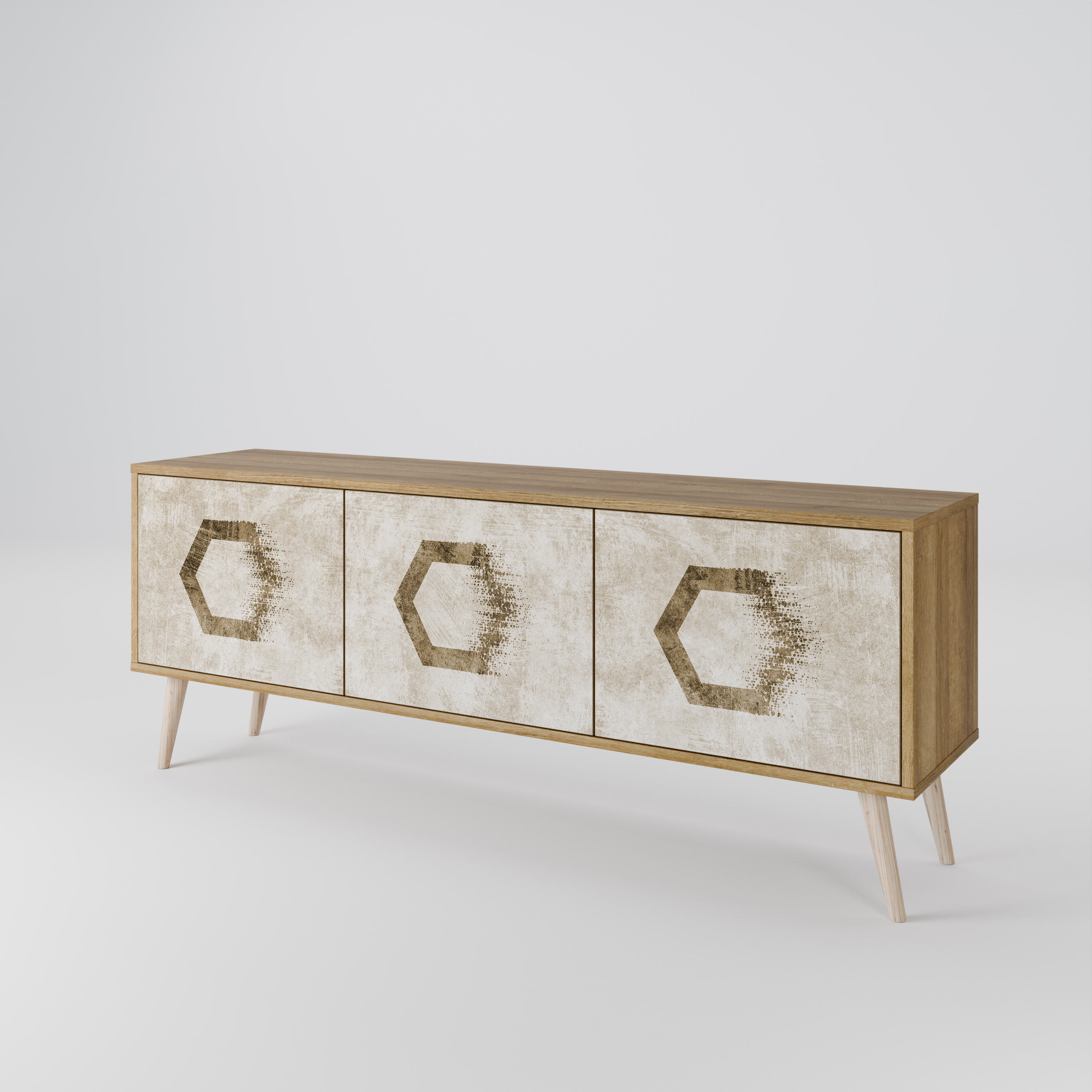HEXAGONAL SHAPES TV-bänk med 3 dörrar